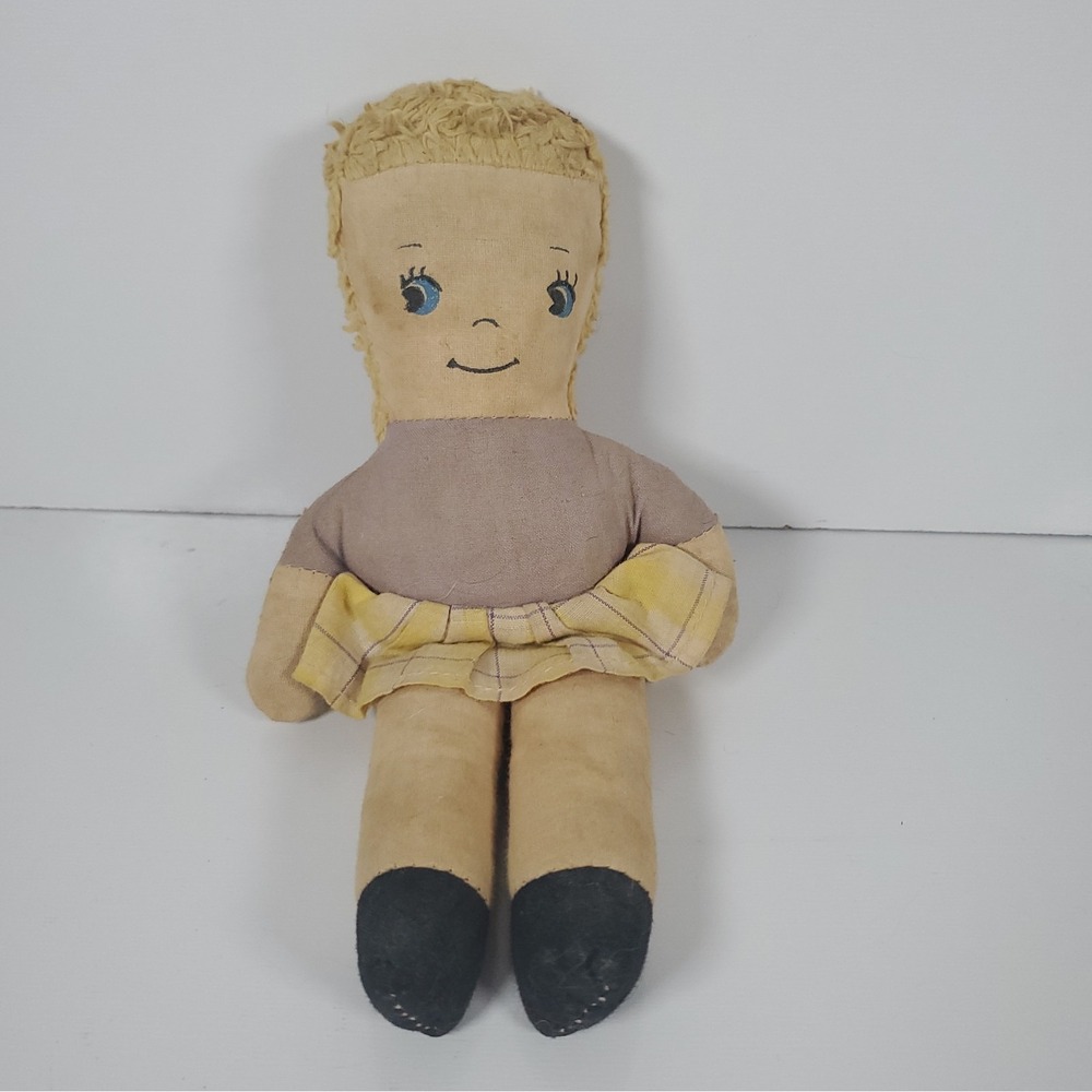 Vintage Primitive Style Folk Art Cloth Rag Doll